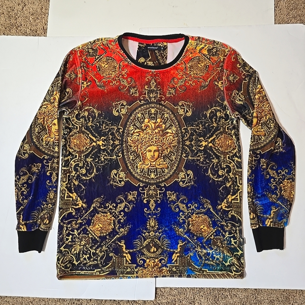 Barabas Mens Medusa Multicolor Print Long Sleeve Jersey Size M